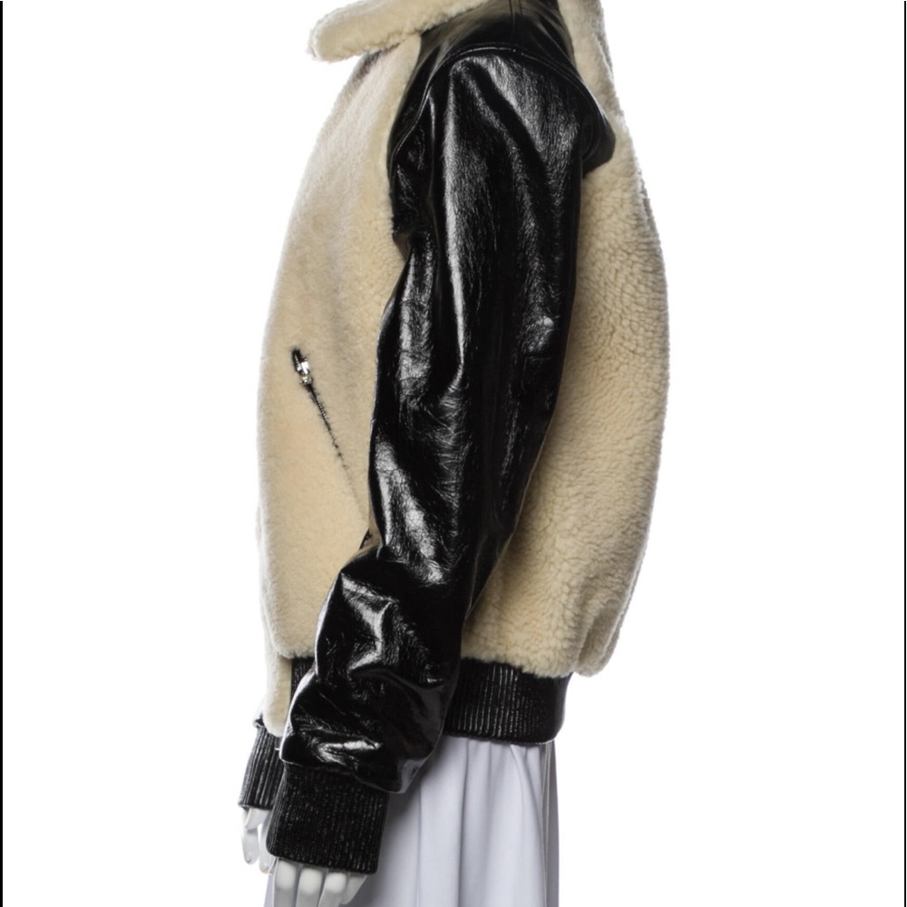 Amiri Leather Colorblock Pattern Fur Jacket - Picture 2 of 3
